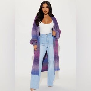 Ombre Purple Cardigan Sweater